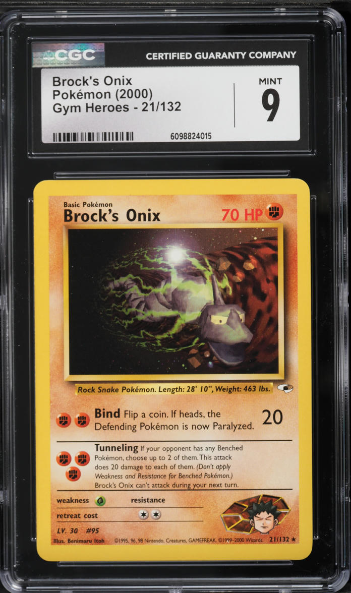 brock's onix pokemon card 069/132 Gym Heroes Regular for sale online Mint / near mint condition trading card 2000 Pokemon Gym Heroes Brock's