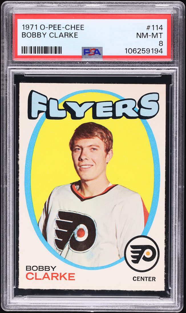 1971 O-Pee-Chee Hockey Bobby Clarke #114 PSA 8 NM-MT
