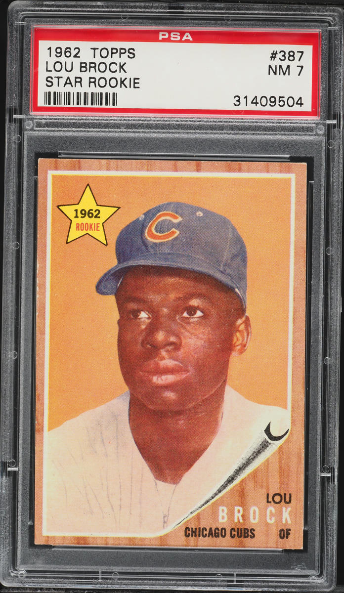 1962 Topps Lou Brock STAR ROOKIE #387 PSA 7 NRMT
