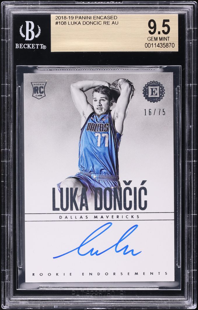 2018 Panini Encased Luka Doncic ROOKIE AUTO /75 #108 BGS 9.5 GEM MINT