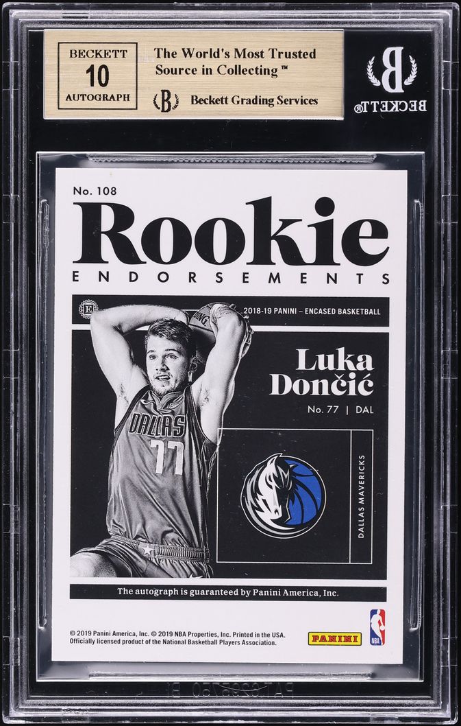 2018 Panini Encased Luka Doncic ROOKIE AUTO /75 #108 BGS 9.5 GEM MINT