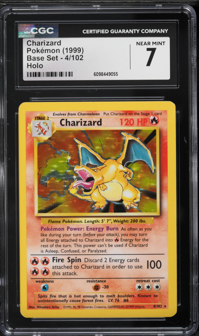 1999 Pokemon Base Set Holo Charizard #4 CGC 7 NRMT on Fanatics Collect