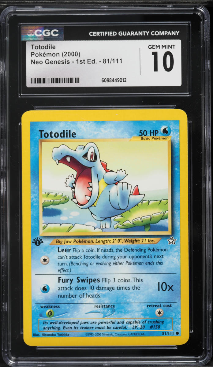 2000 Pokemon Neo Genesis 1st Edition Totodile #81 CGC 10 GEM MINT