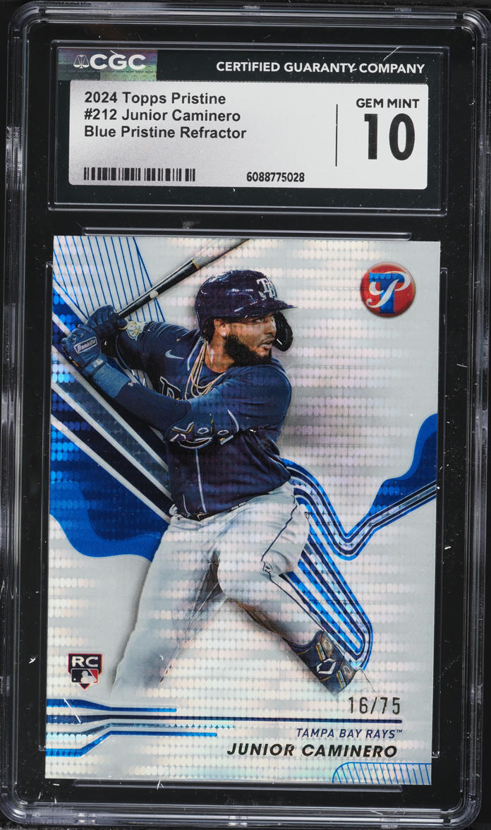 2024 Topps Pristine Blue Refractor Junior Caminero ROOKIE /75 #212 CGC 10 GEM MINT