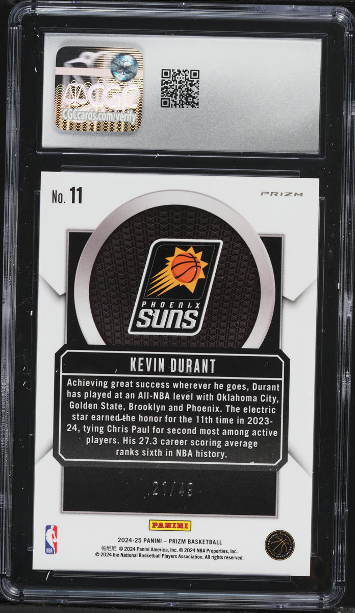 2024 Panini Prizm Talismen Orange Kevin Durant /49 #11 CGC 10 GEM