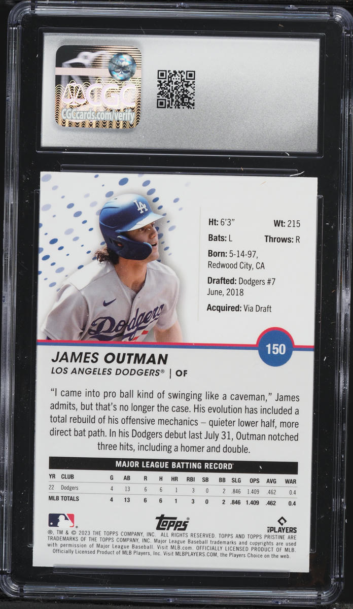 2023 Topps Pristine James Outman ROOKIE #150 CGC 10 GEM MINT