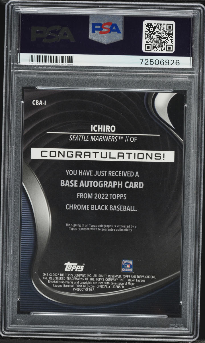 2022 Topps Chrome Black Ichiro AUTO #I PSA 10 GEM MINT