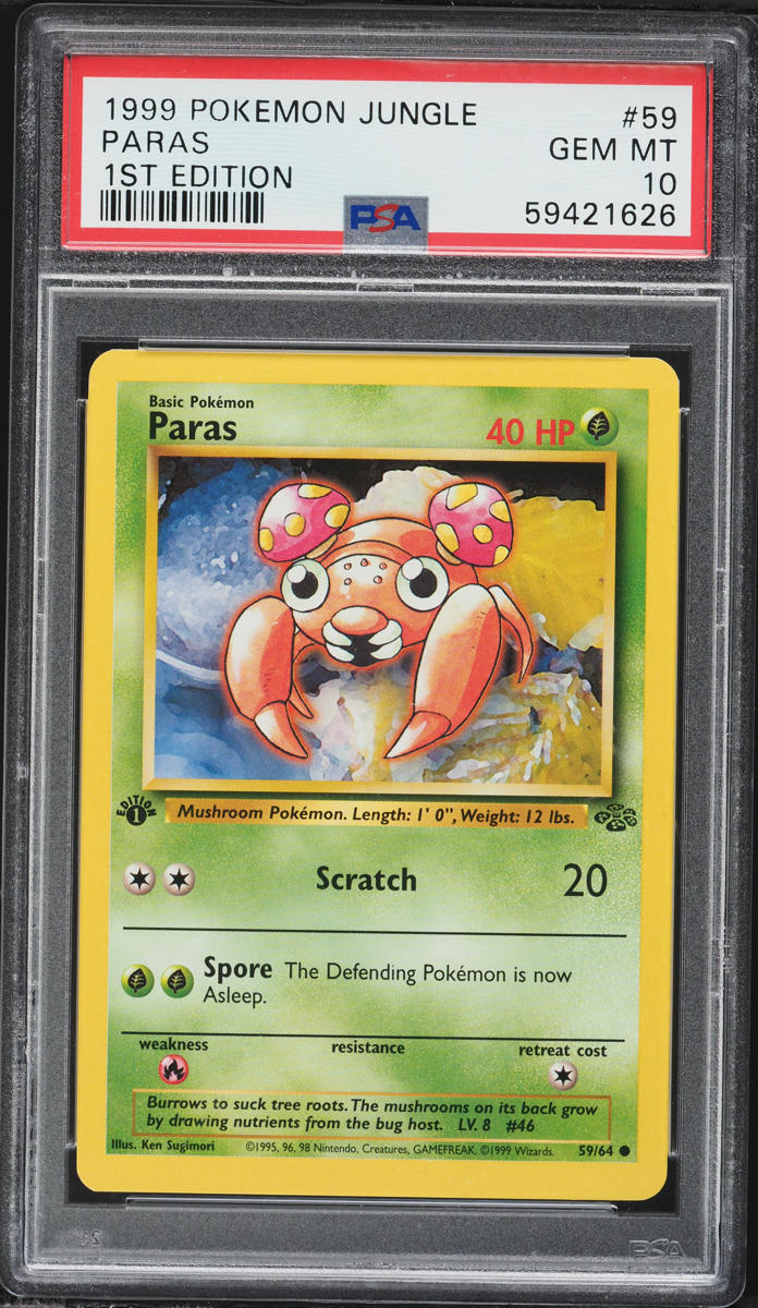 1999 Pokemon Jungle 1st Edition Paras #59 PSA 10 GEM MINT