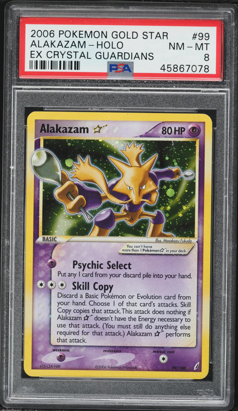 2006 Pokemon EX Crystal Guardians Holo Alakazam Gold Star #99 PSA