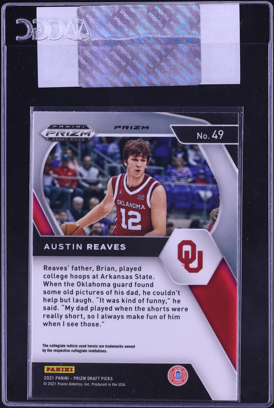 2021 Panini Prizm Draft Picks Silver Austin Reaves ROOKIE #49 CGC AUTH