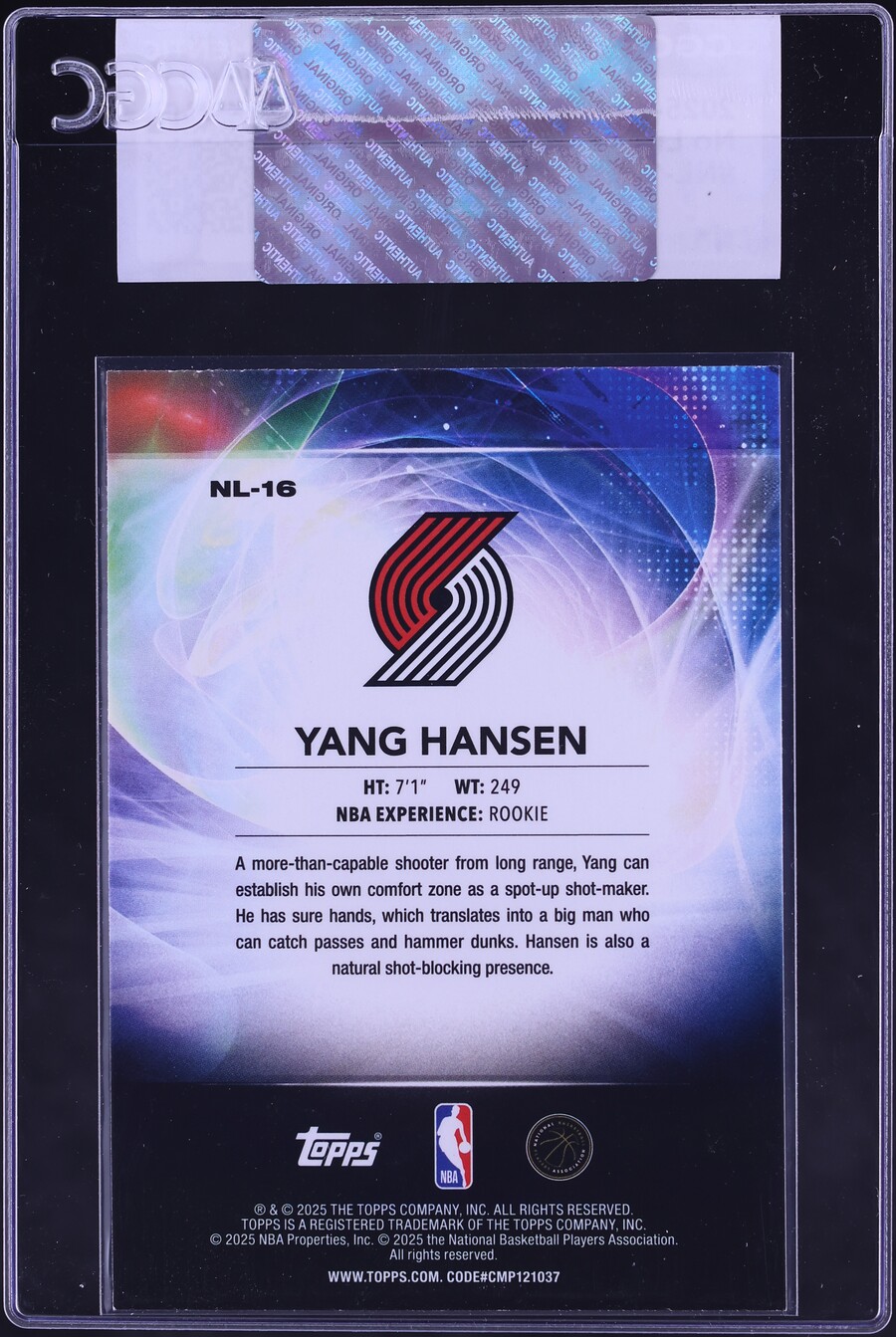 2025Topps No Limit Yang Hansen ROOKIE #NL-16 CGC AUTH