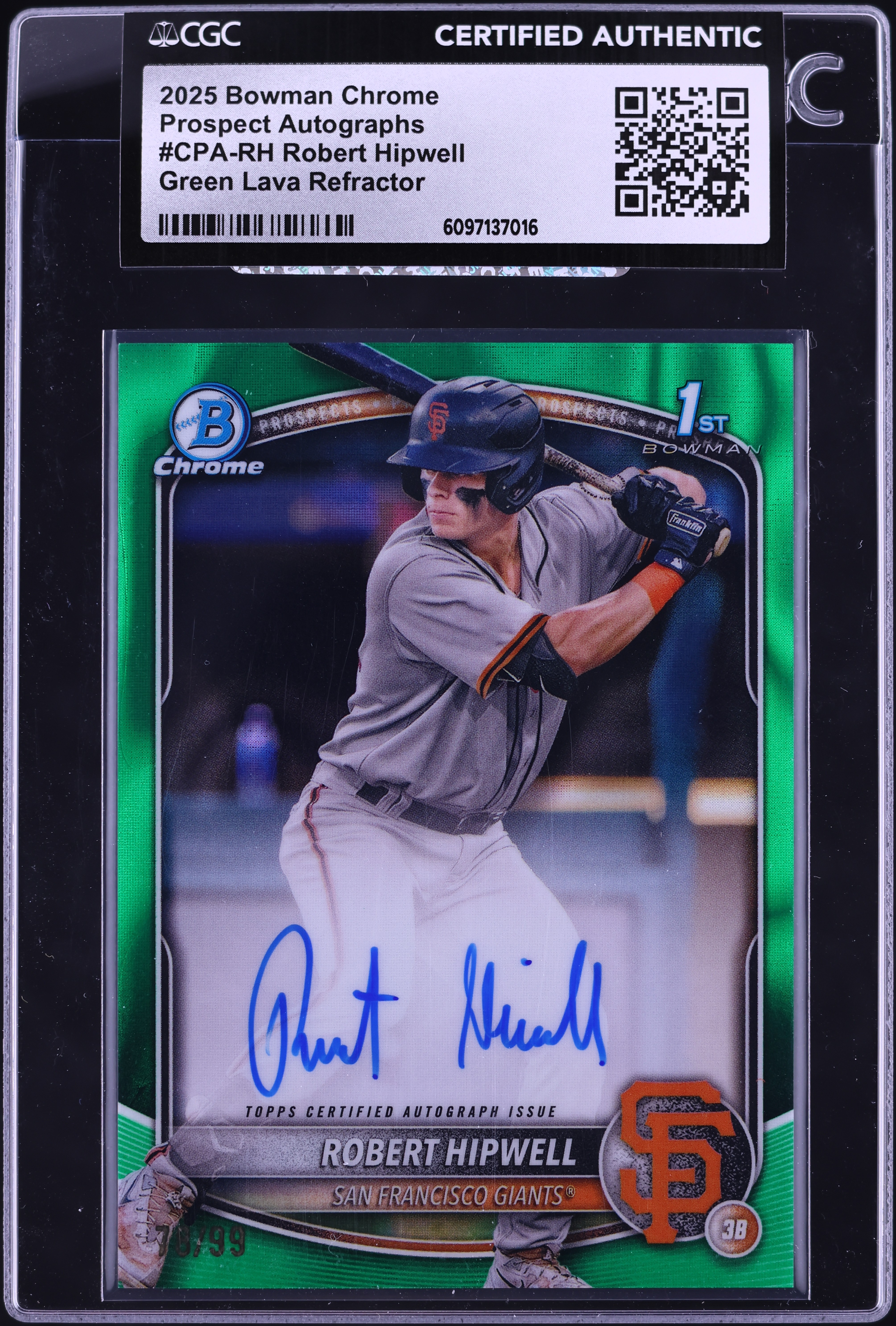 2025 Bowman Chrome Green Lava Refractor Robert Hipwell PROSPECT