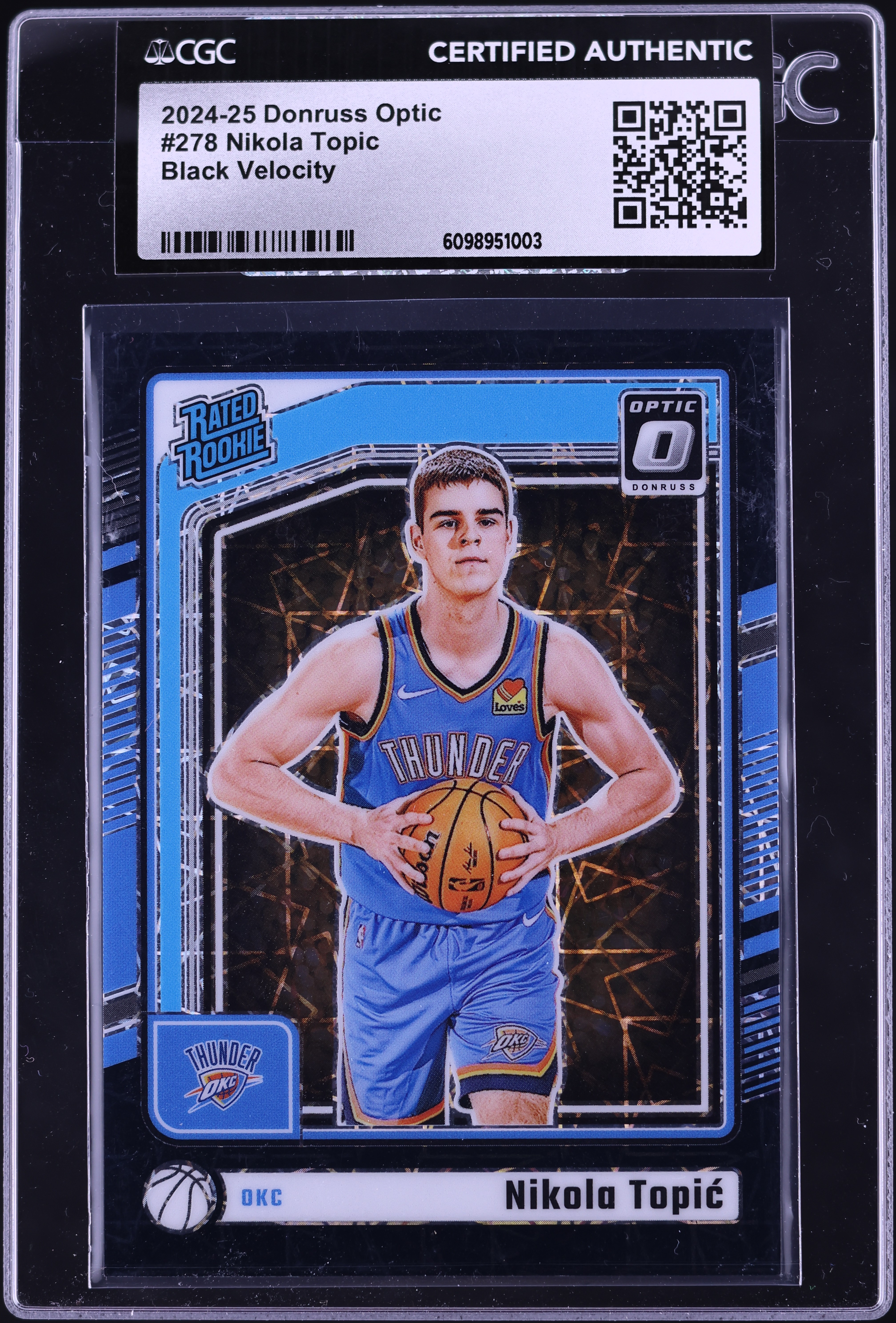 2024 Donruss Optic Black Velocity Prizm Nikola Topic ROOKIE /39