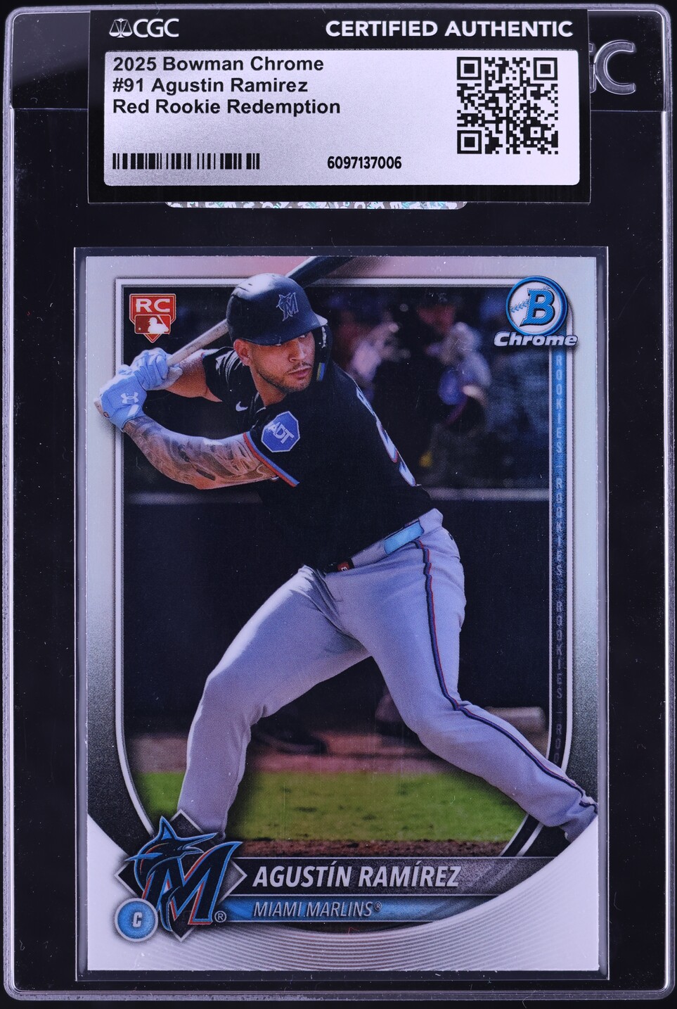2025 Bowman Chrome Red Redemption Agustin Ramirez ROOKIE #91 CGC AUTH