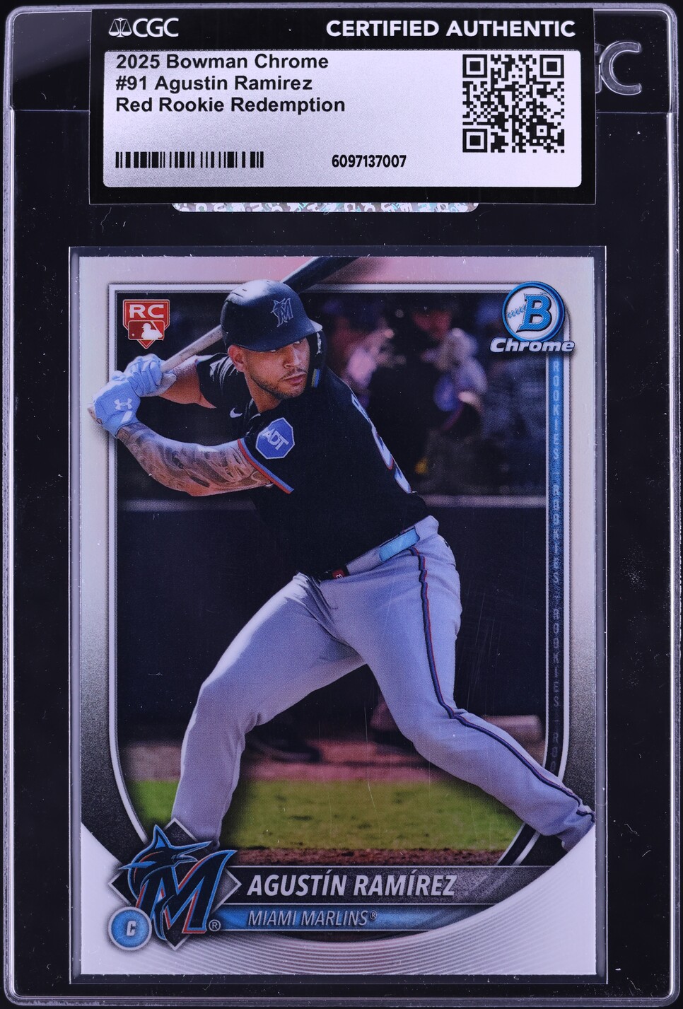 2025 Bowman Chrome Red Redemption Agustin Ramirez ROOKIE #91 CGC AUTH