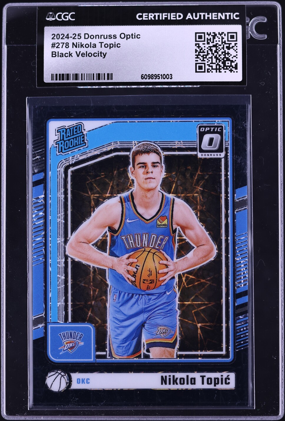 2024 Donruss Optic Black Velocity Prizm Nikola Topic ROOKIE /39