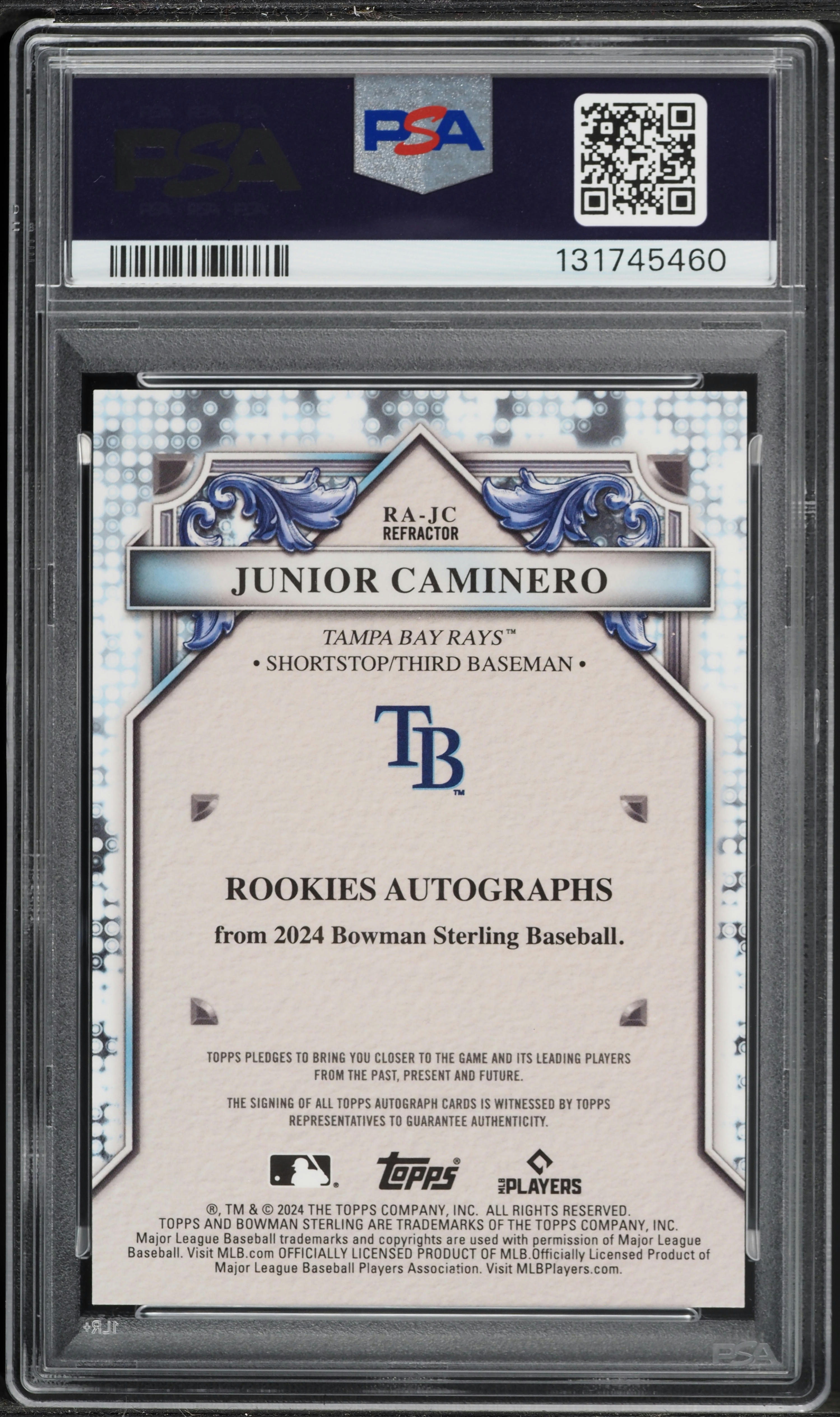 2024 Bowman Sterling Refractor Junior Caminero ROOKIE AUTO /150 