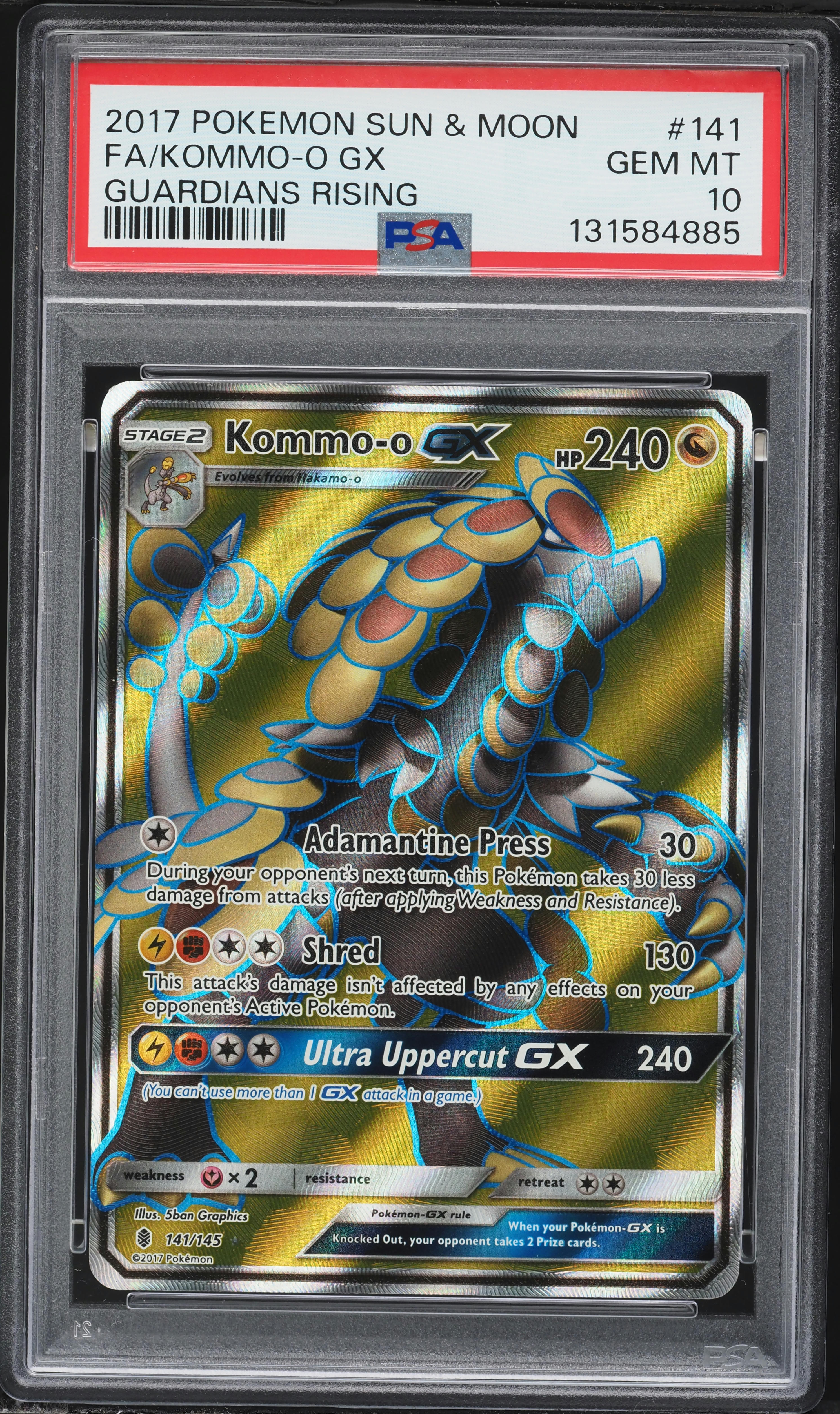 2017 Pokemon Sun & Moon Guardians Rising Full Art Kommo-O GX PSA