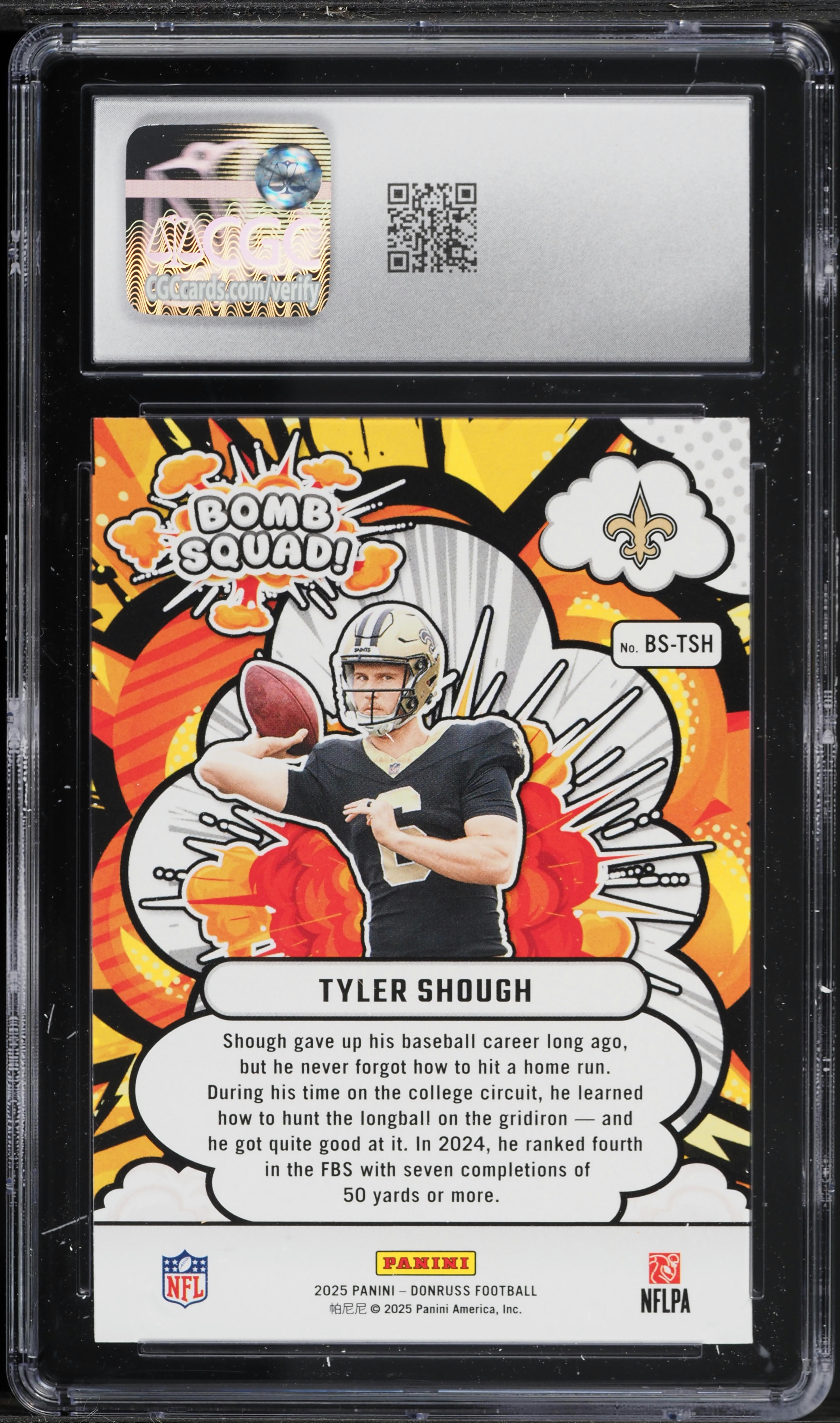 2025 Donruss Bomb Squad! Tyler Shough #BS-TSH CGC 10 GEM MINT on