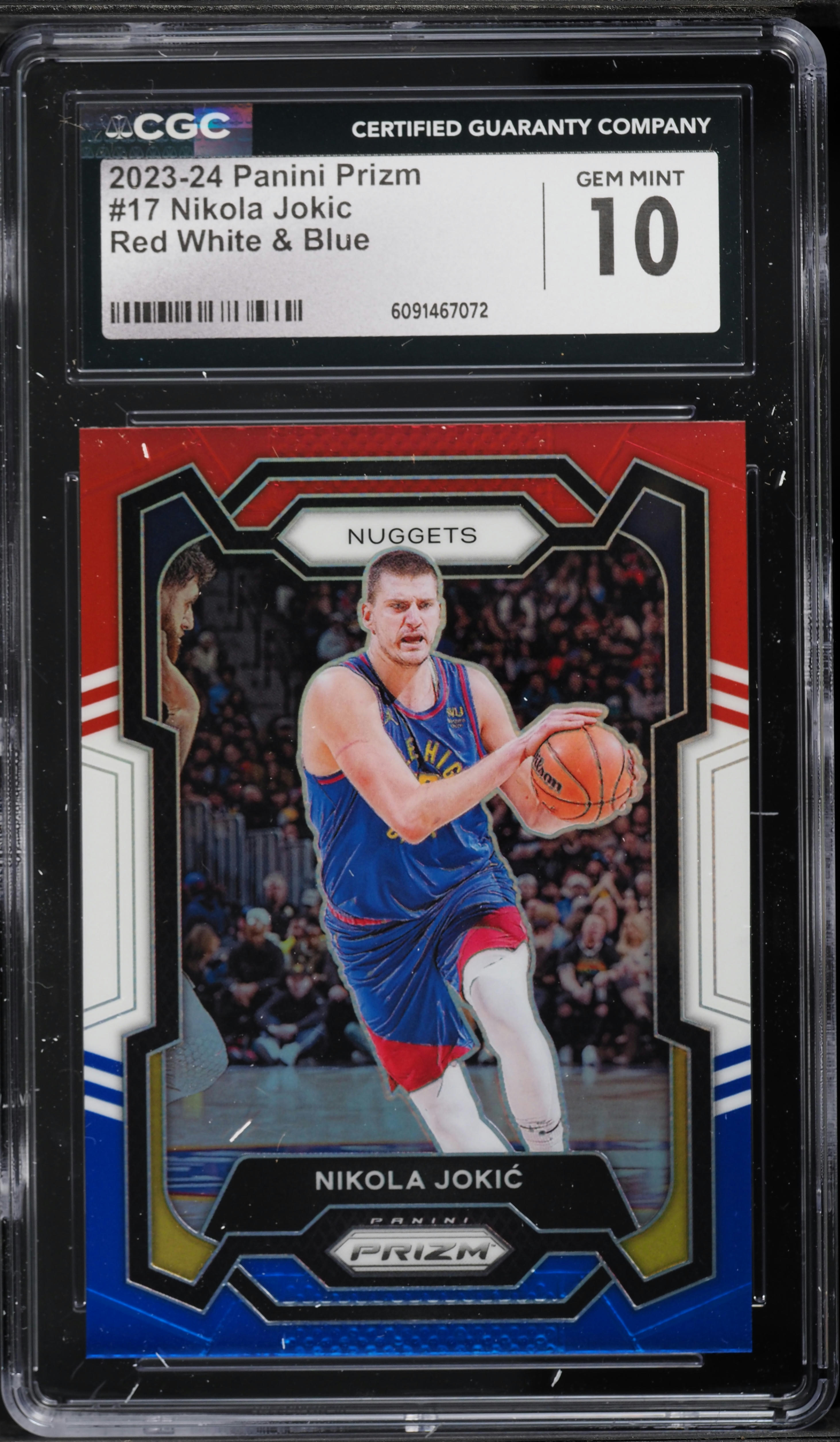 2023 Panini Prizm Red White & Blue Nikola Jokic #17 CGC 10 GEM