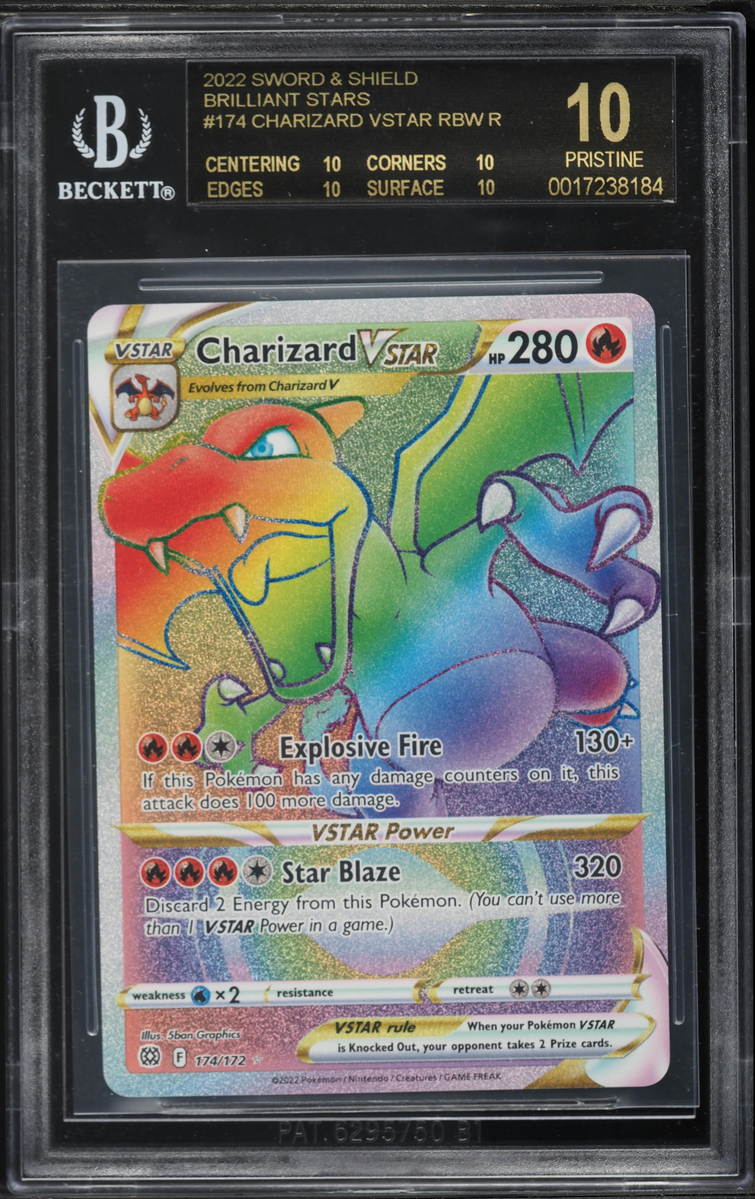 2022 Pokemon Sword & Shield Brilliant Stars Rainbow Rare Charizard VSTAR #174 BGS 10 PRISTINE on Fanatics Collect 2022 Pokemon Sword & Shield Brilliant Stars Rainbow Rare Charizard VSTAR #174 BGS 10 PRISTINE on Fanatics Collect