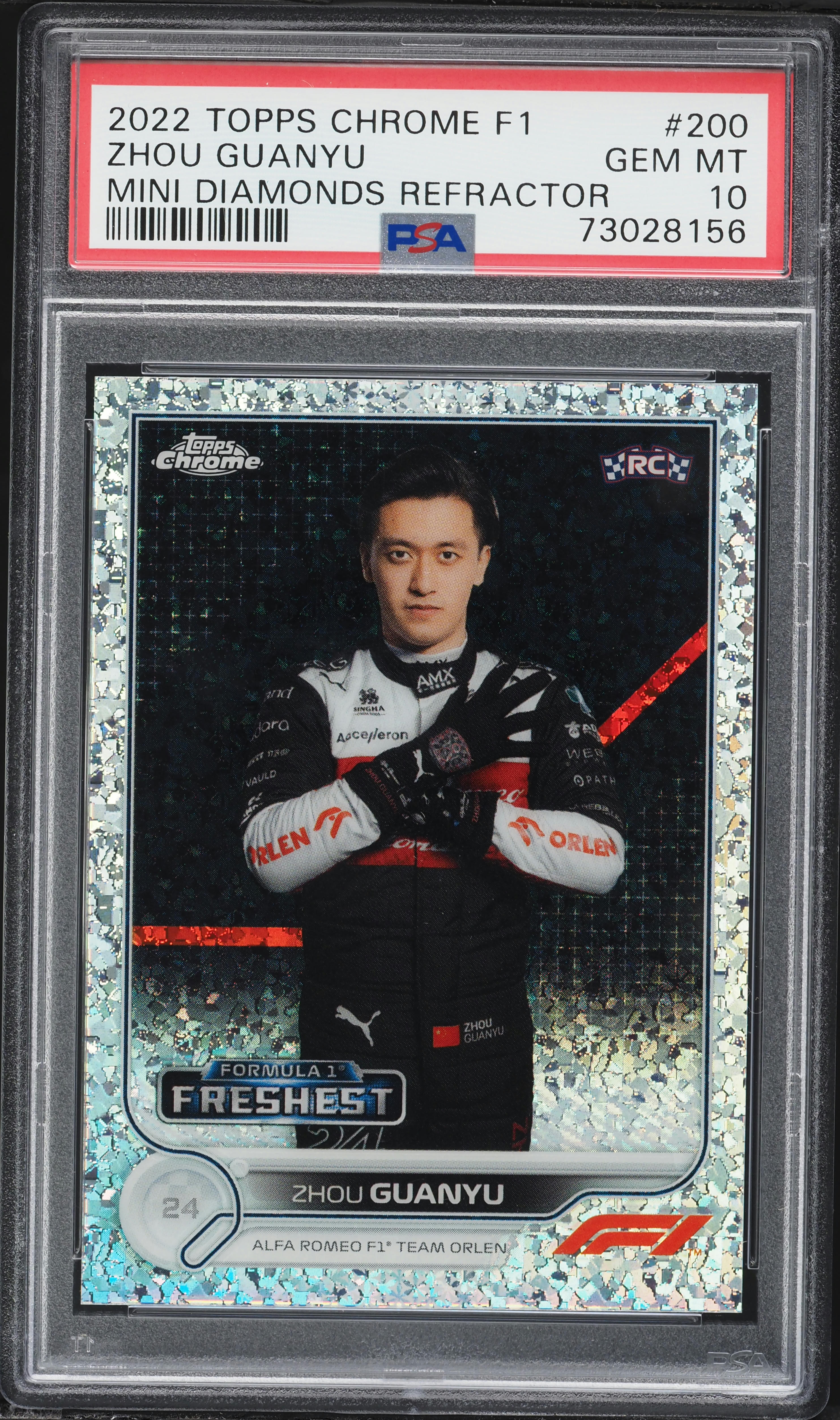 2022 Topps Chrome Formula 1 F1 Mini Diamonds Refractor Zhou Guanyu