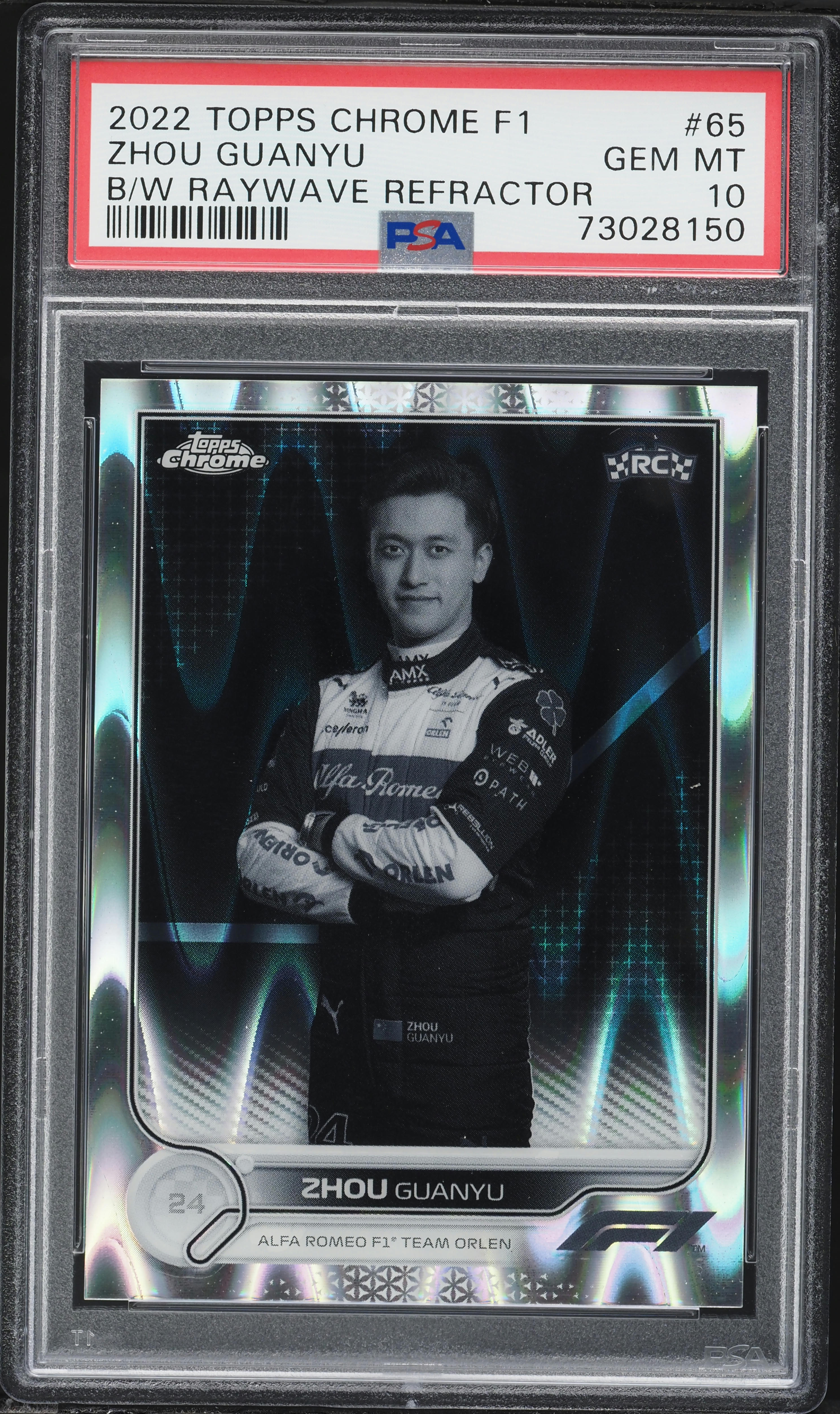 F-1フラグ 2022 Topps Chrome Formula 1 F1 Black White Raywave Refractor Zhou