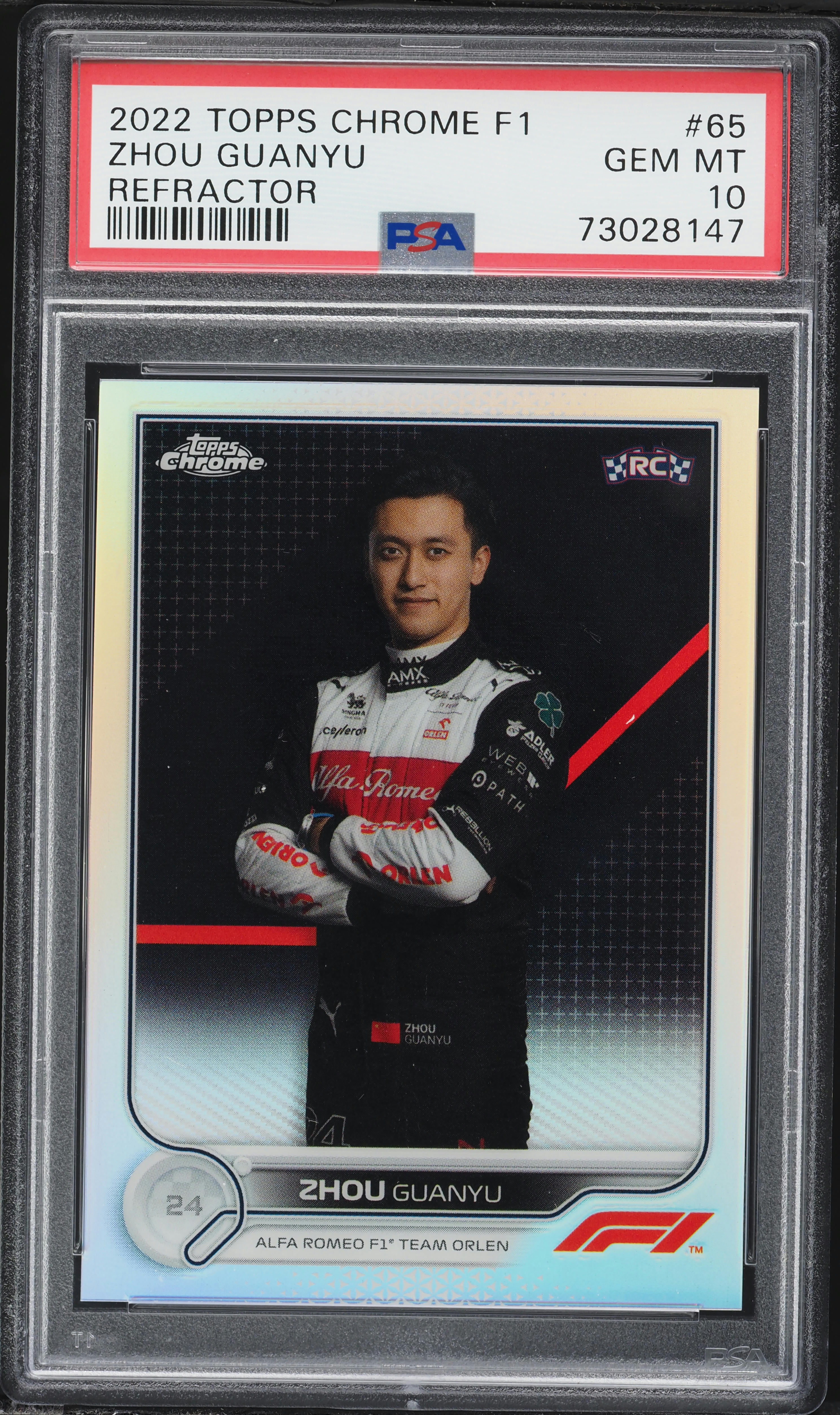 2022 Topps Chrome Formula 1 F1 Refractor Zhou Guanyu ROOKIE #65