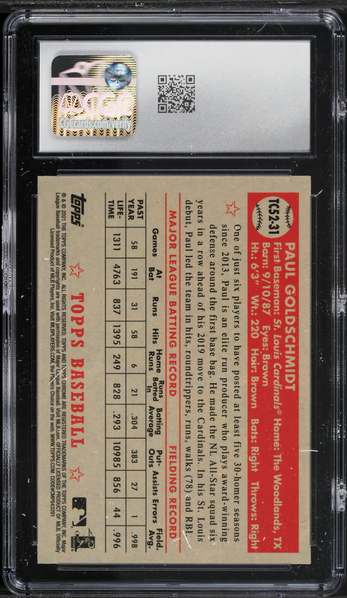 2021 Topps Chrome '52 Redux Paul Goldschmidt #TC52-31 CGC 10 GEM MINT
