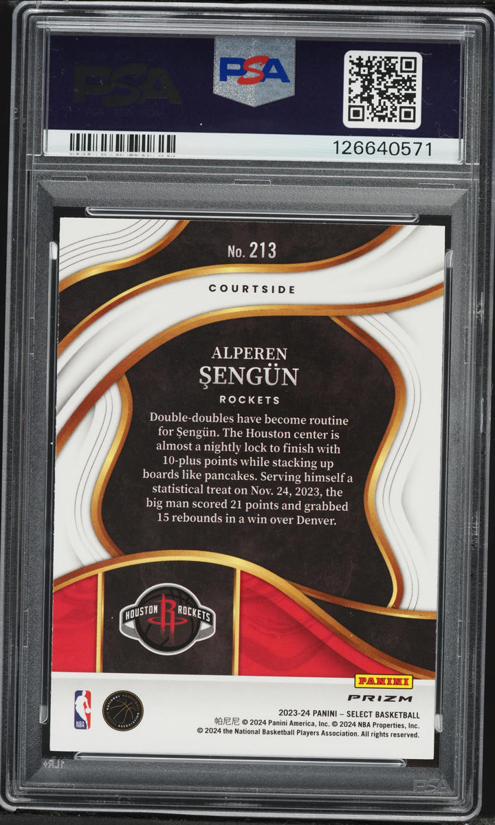 2023 Select Courtside Zebra Prizm Alperen Sengun #213 PSA 10 GEM MINT