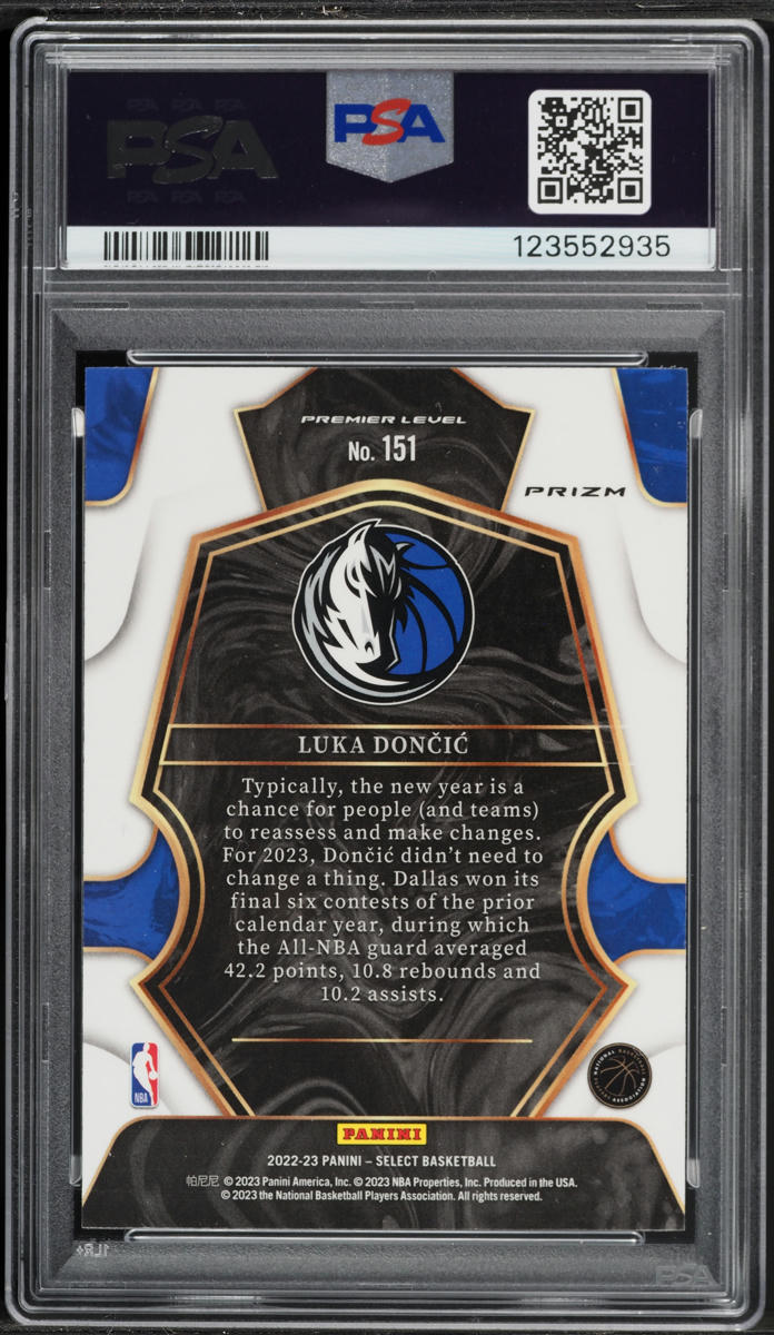 2022 Select Premier Level Tiger Luka Doncic #151 PSA 10 GEM MINT