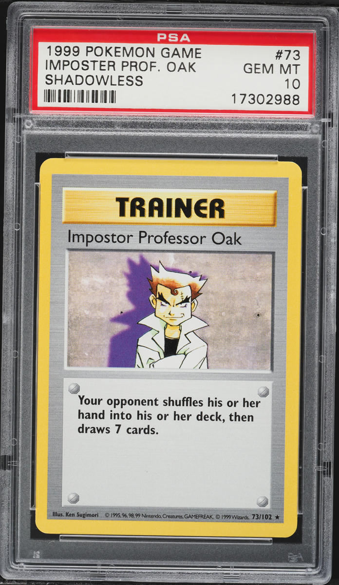1999 Pokemon Base Set Shadowless Impostor Professor Oak #73 PSA 10 GEM MINT