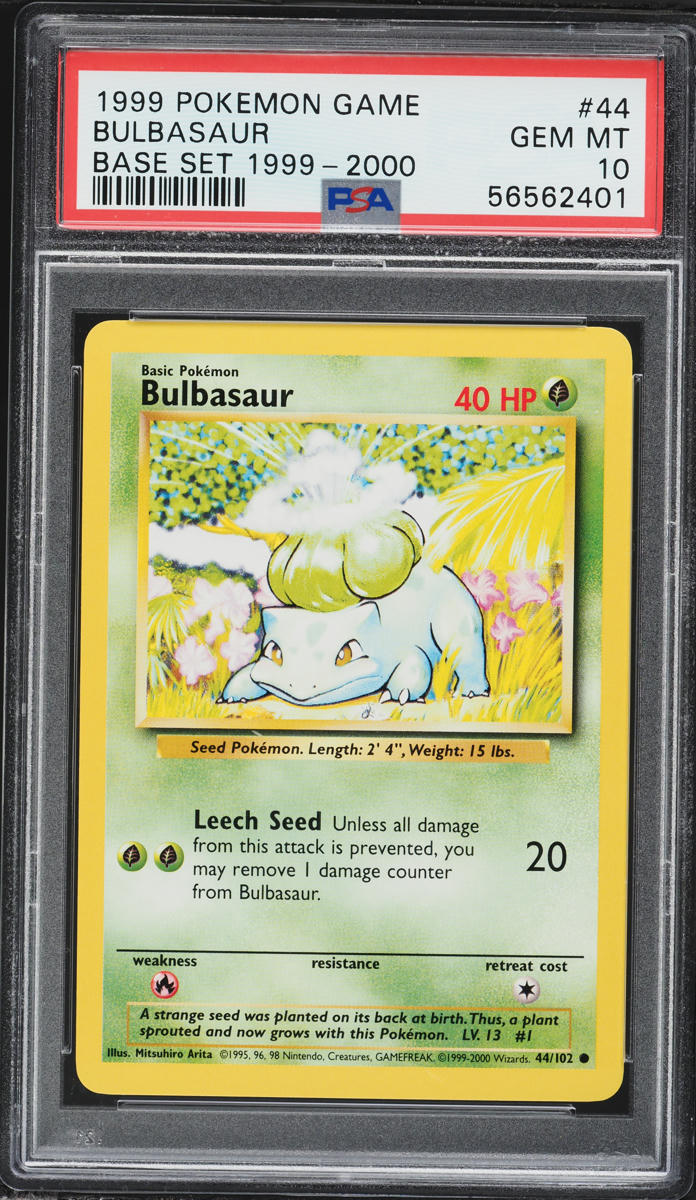 1999-2000 Pokemon Base Set Bulbasaur #44 PSA 10 GEM MINT
