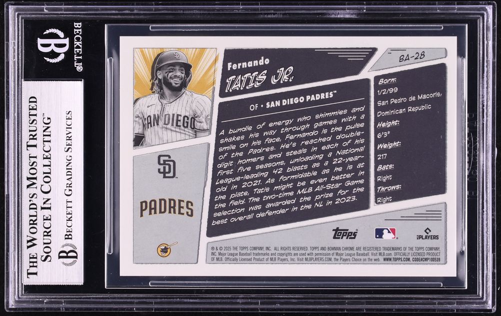 2025 Bowman Chrome Anime Black Refractors Fernando Tatis Jr. /10 #BA28 BGS 9 MINT