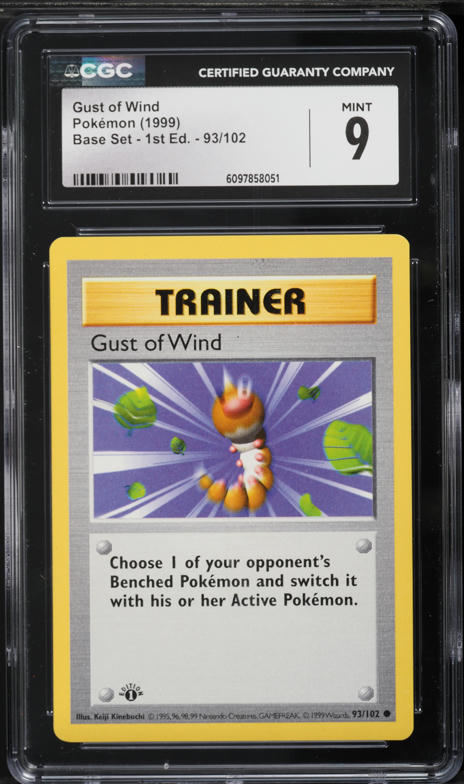 1999 Pokemon Base Set Shadowless 1st Edition Gust Of Wind #93 CGC 9 MINT