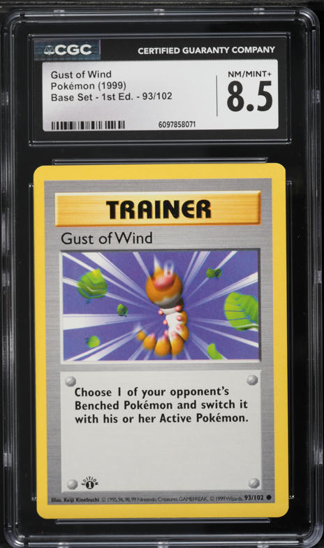 1999 Pokemon Base Set Shadowless 1st Edition Gust Of Wind #93 CGC 8.5 NM-MT+