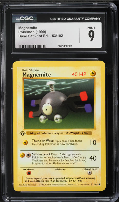 1999 Pokemon Base Set Shadowless 1st Editon Magnemite #53 CGC 9 MINT