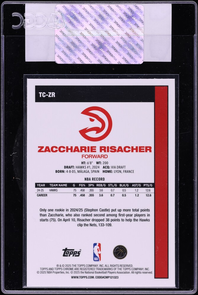 2025 Topps '80 Silver Pack Zaccharie Risacher #TC-ZR CGC AUTH