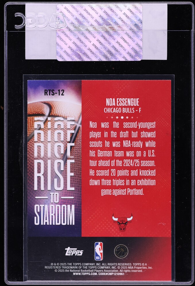 2025 Topps Rise To Stardom Noa Essengue ROOKIE #RTS-12 CGC AUTH
