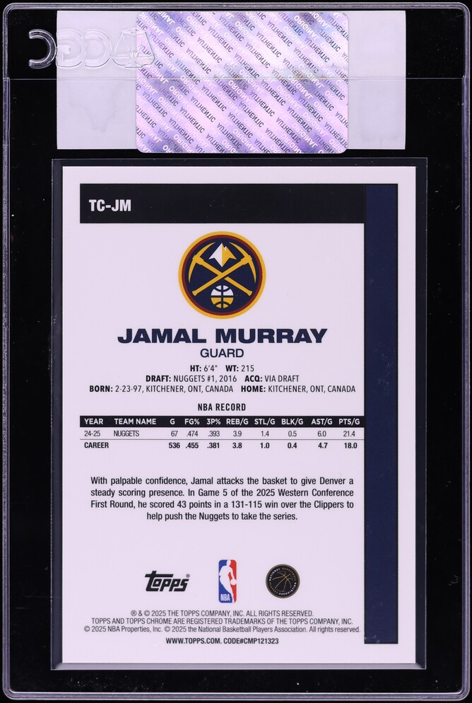 2025 Topps Chrome '80-81 Silver Pack Orange Jamal Murray /25 #TC-JM CGC AUTH