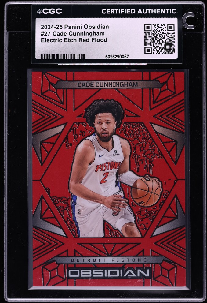 2024 Panini Obsidian Electric Etch Red Flood Cade Cunningham #27 CGC AUTH