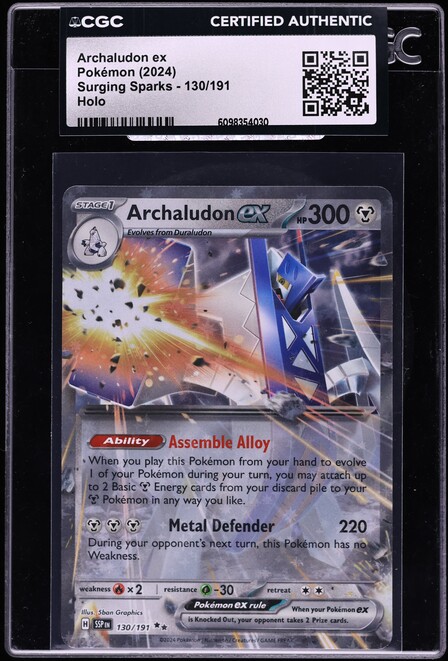 2024 Pokemon Scarlet & Violet Surging Sparks Holo Archaludon ex #130 CGC AUTH