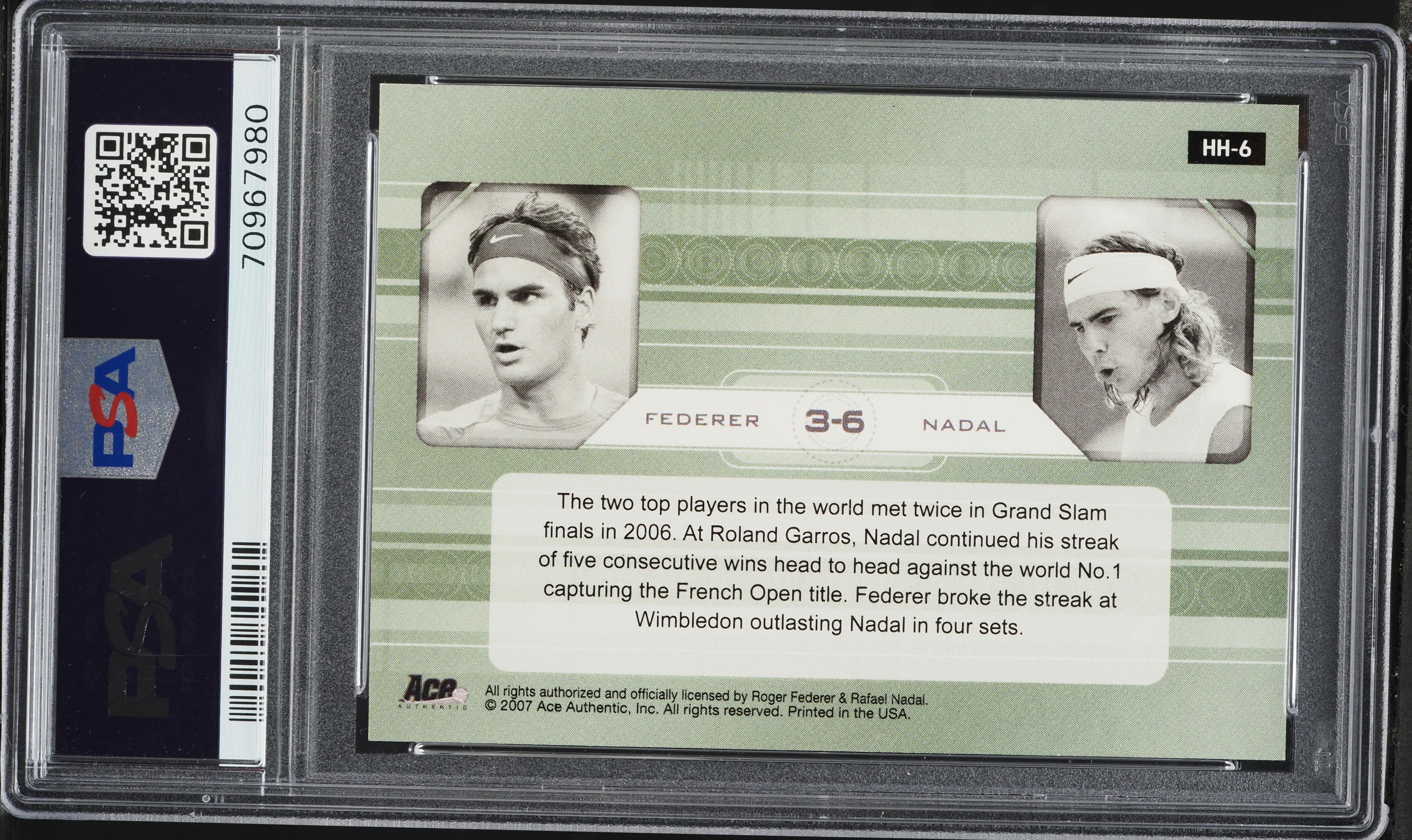 2007 Ace Authentic Straight Sets Head to Head Roger Federer Rafael