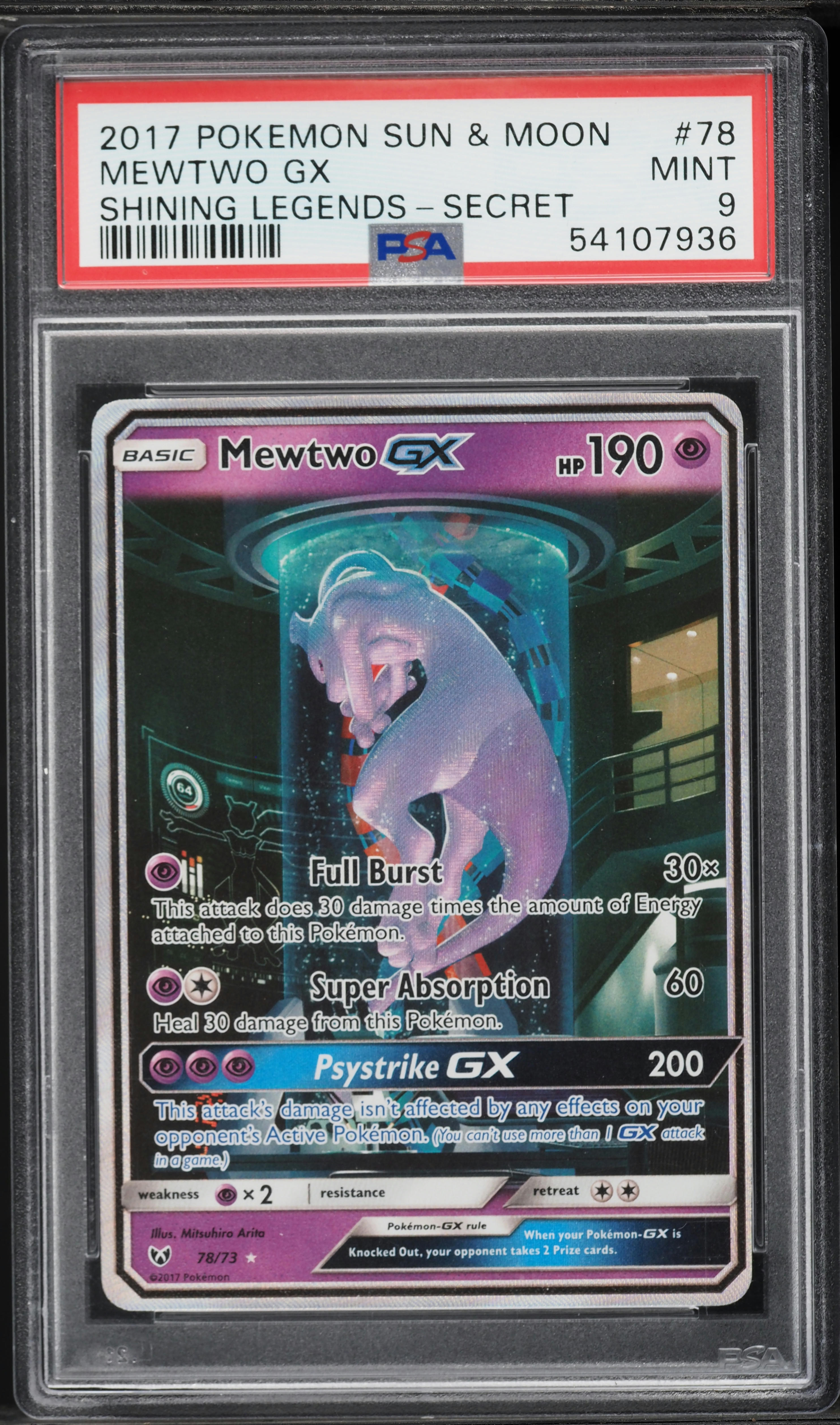 2017 Pokemon Sun & Moon Shining Legends SEC Mewtwo GX #78 PSA 9 MINT on  Fanatics Collect