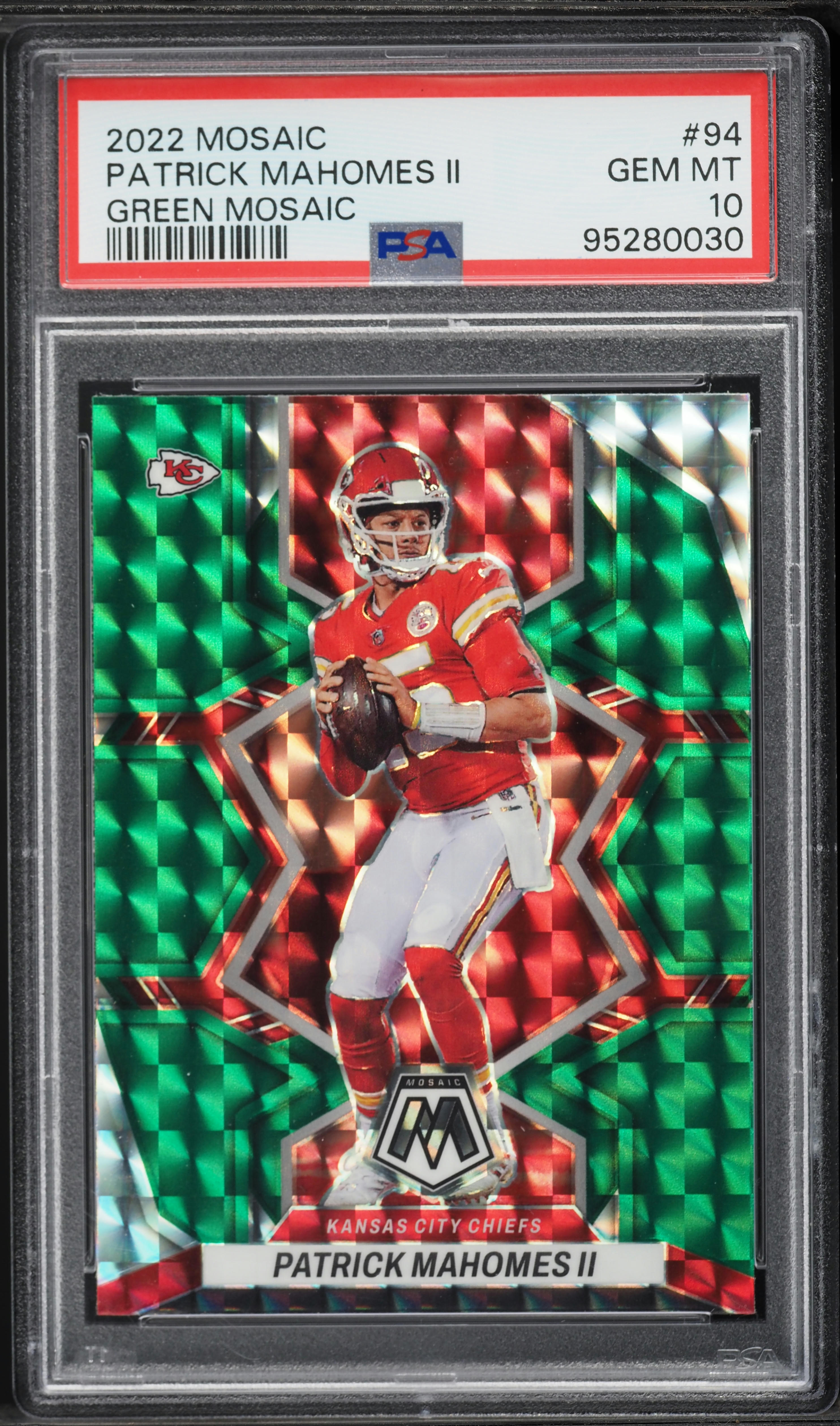 2022 Panini Mosaic Green Mosaic Patrick Mahomes II #94 PSA 10 GEM