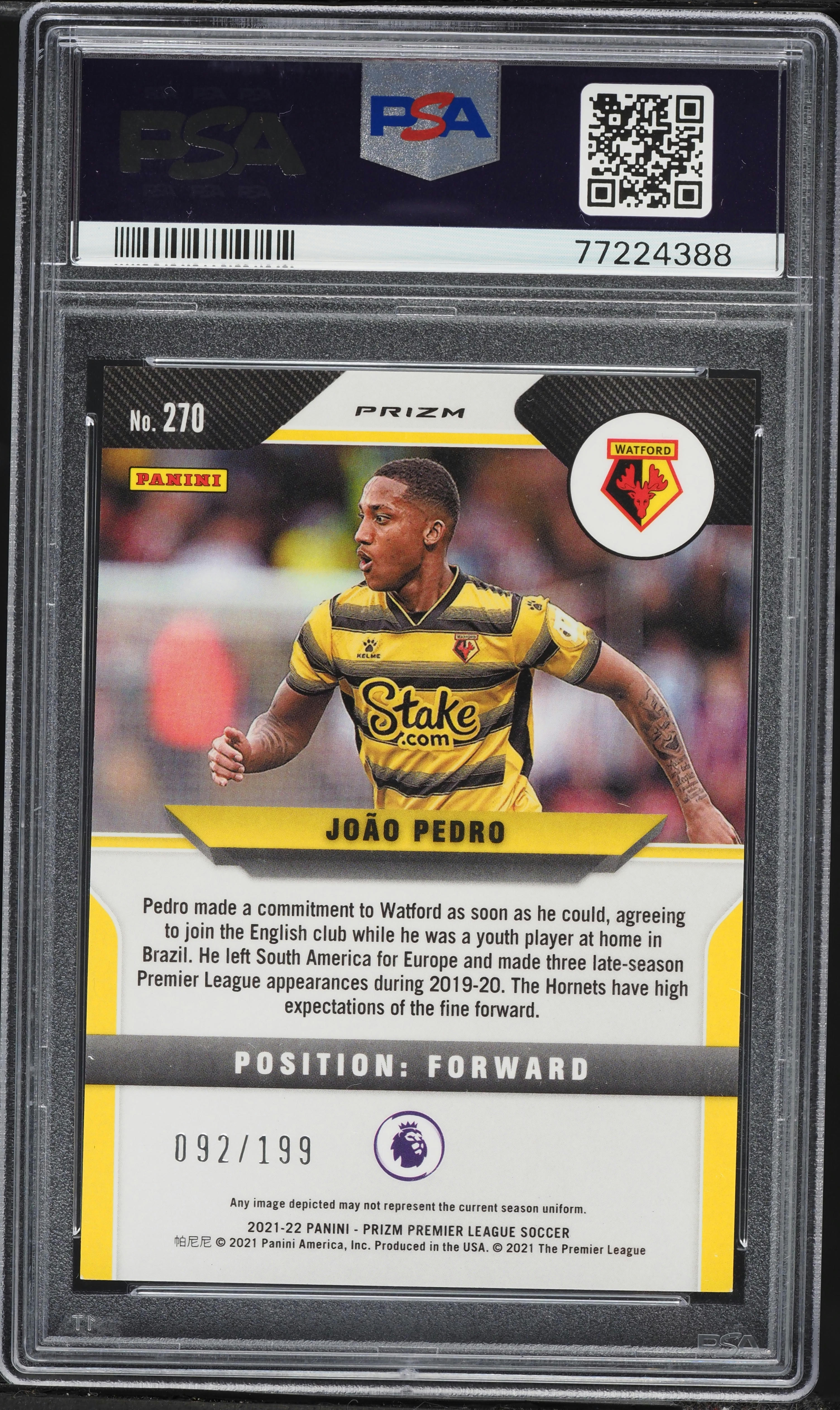 2021 Panini Prizm Premier League Red Joao Pedro ROOKIE /199 #270