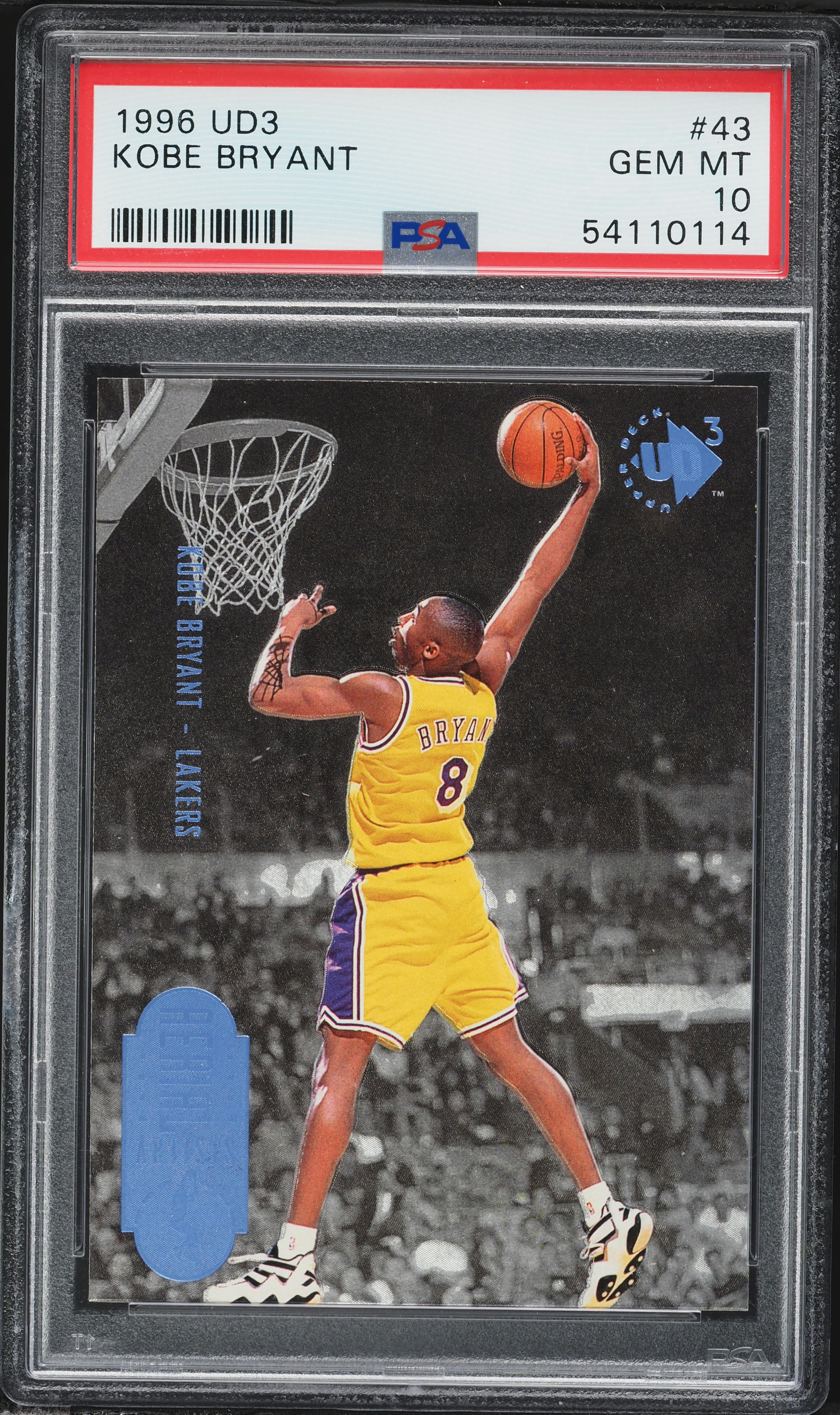 1996 UD3 Kobe Bryant Rookie psa 10