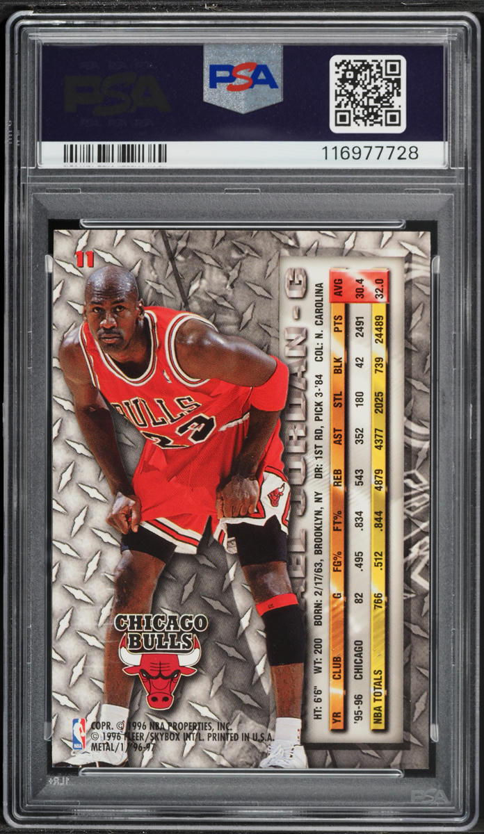 1996 Metal Basketball Michael Jordan #11 PSA 9 MINT on Fanatics
