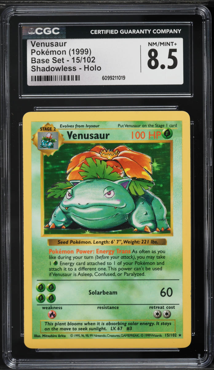 1999 Pokemon Base Set Shadowless Venusaur #15 CGC 8.5 NM-MT+