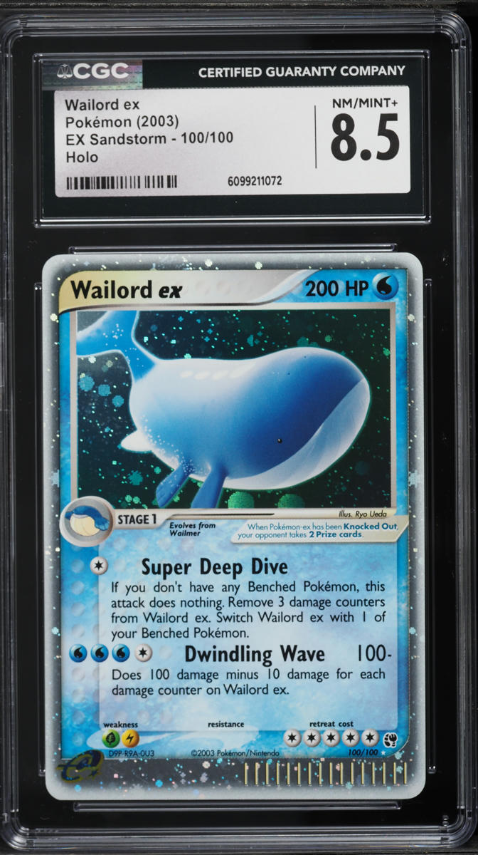 2003 Pokemon EX Sandstorm Holo Wailord ex #100 CGC 8.5 NM-MT+